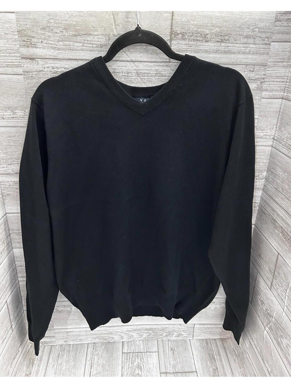 Vesi Sportswear Black V-Neck Sweater Size Medium NWT Classic Knit Pullover